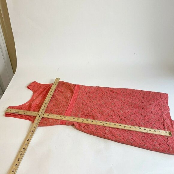 BCBGMAXAZRIA Womens Alice Coral Lace Mini Sheath Dress Sz 6 Sleeveless Back Zip - Picture 7 of 7